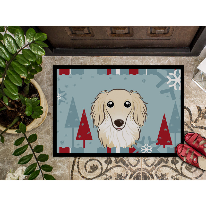 Tapis d'extérieur antidérapant Winter Holiday, Crème, 1 pi 6 po x 2 pi 3 po