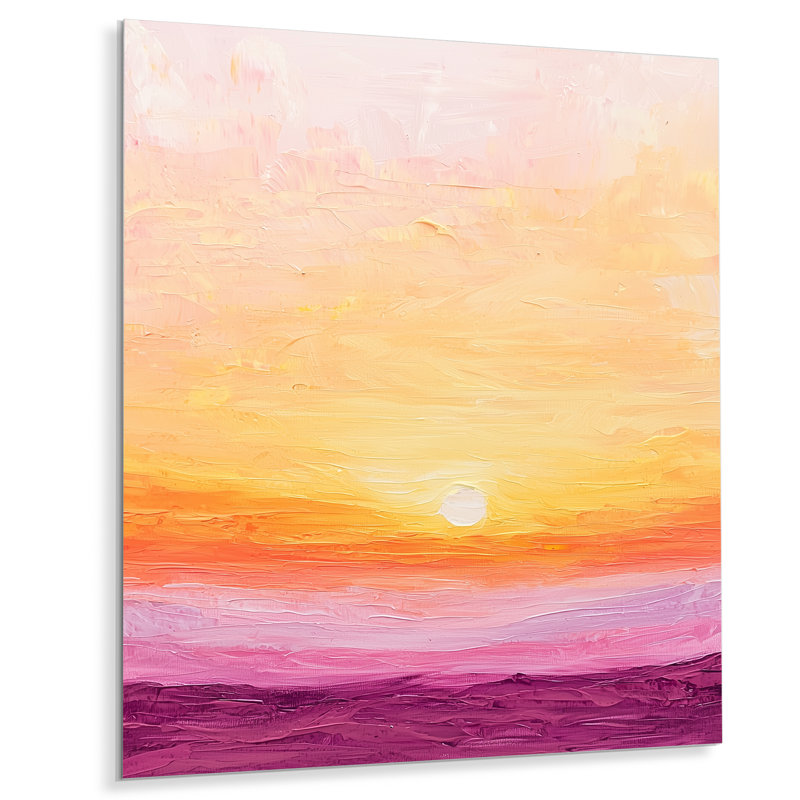 Auroral Coastal Glow In Minimalist Horizon IV - décor nautique en métal, impression côtière en métal, H 44 po x l 34 po
