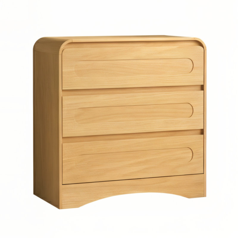 Commode courbée 3 tiroirs, chêne naturel, Chêne naturel