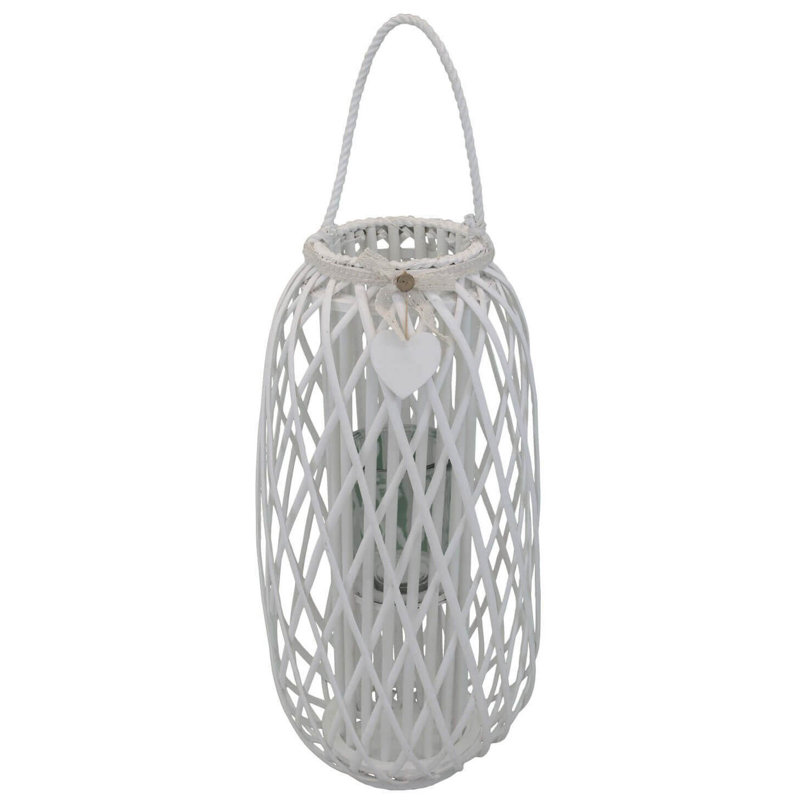 Metal Wall Lantern, 86cm H x 38cm W x 38cm D, White