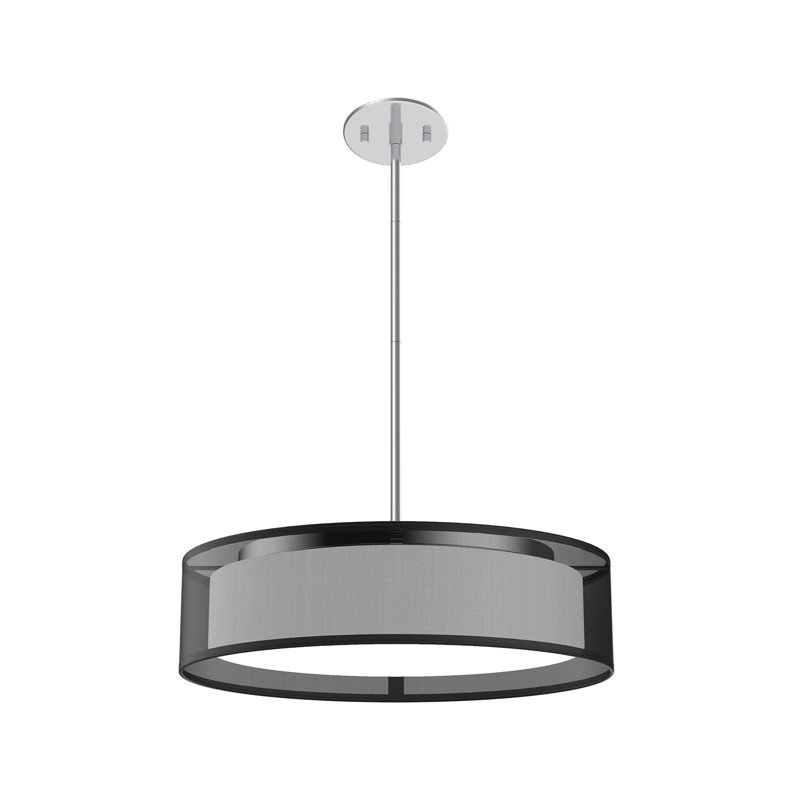 Dalton 1 - Light LED Single Pendant, Black Organza, 50.38" H x 16" H x 16" D