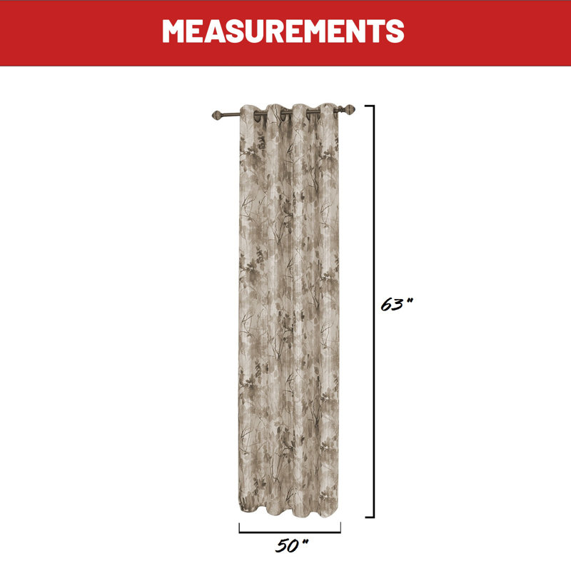 Sybilla Room Darkening Curtain Single Panel, 50"W x 63"L, Tan