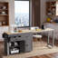 Îlot de cuisine roulant avec table de salle à manger extensible, étagère à épices, 2 tiroirs, armoire à 4 portes et roulettes-2088929931