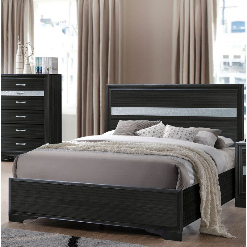 Luftar Bed, Platform Bed, Bed Frame, Twin, Black