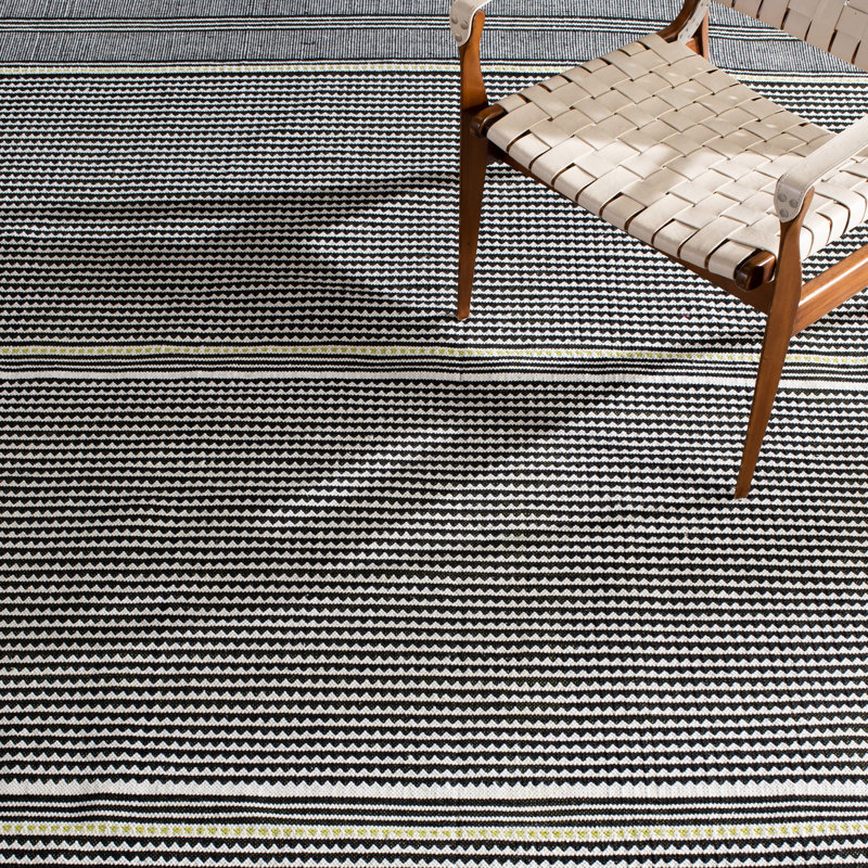Tapis rayé en coton tissé à plat à la main Granada, Rectangle 8 pi x 10 pi