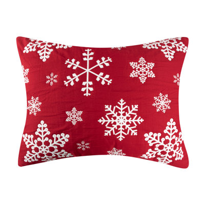 Greenland Home Fasions Snowflakes Red Standard Sham, 20x26