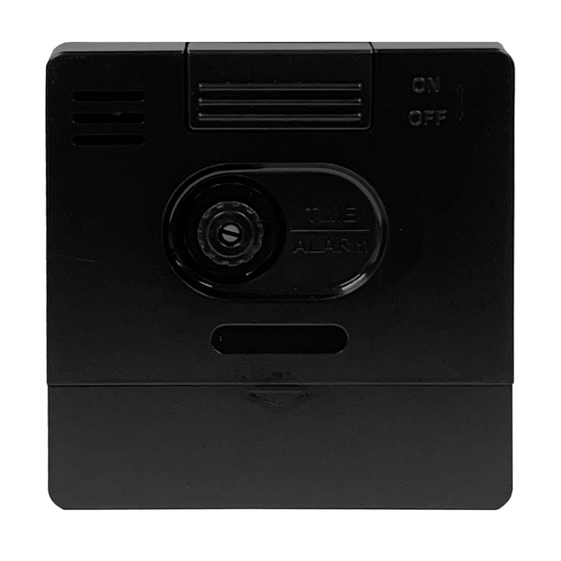 Fuji Black Square Plastic Analog Alarm Clock with Quartz Movement