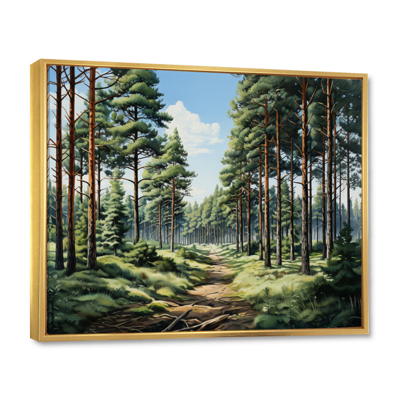 Pin «Whispering Pines I» - Art mural pin, H 12 po x l 20 po, Cadre flottant doré