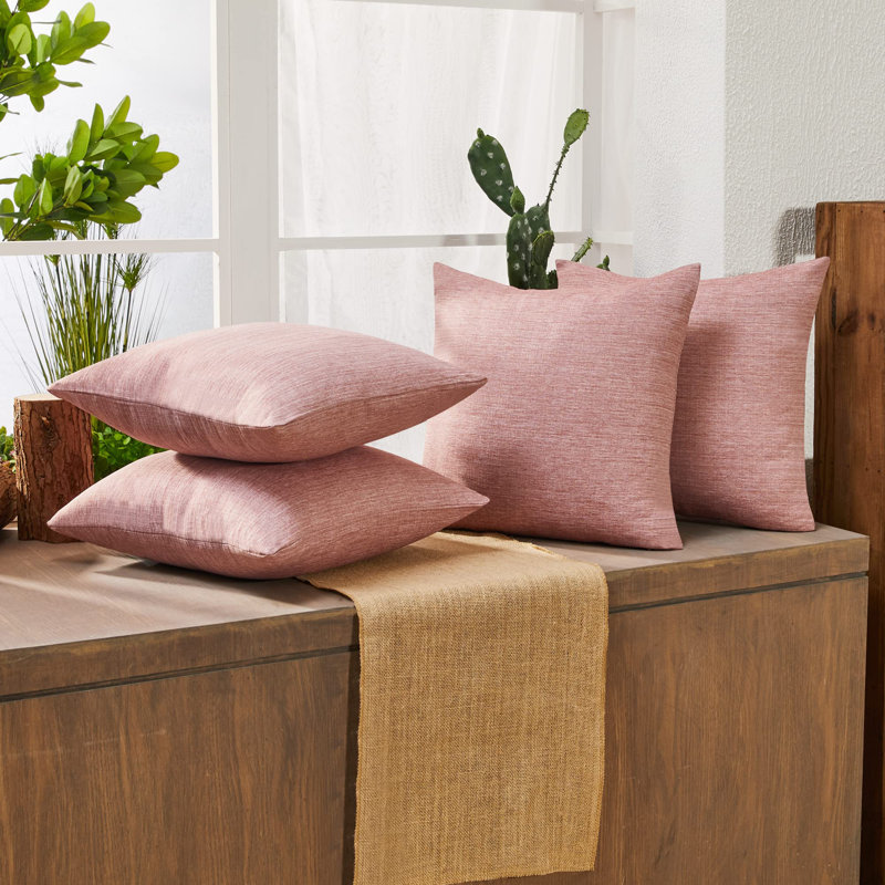 Housses de coussin en faux lin (ensemble de 4), Rouge acajou, 20 po x 20 po