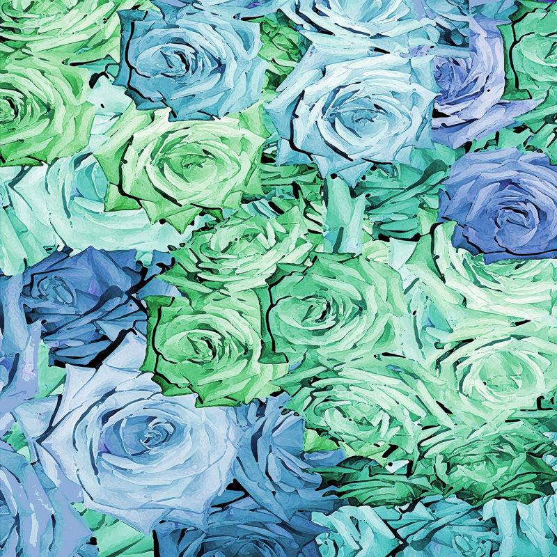 Ensemble de housse de couette en microfibre DiaNoche par Susie Kunzelman - Roses, bleu pastel, vert
