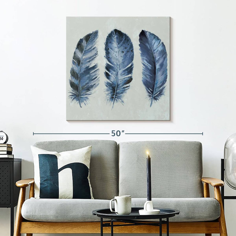 Kerner Indigo Blue Feathers II, 30" H x 30" W