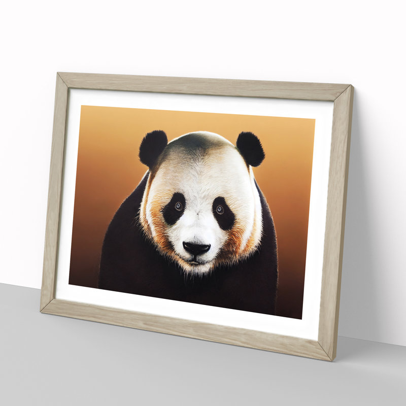 Imaginative Panda - Single Picture Frame Print, 46cm H x 64cm W x 2cm D, Oak