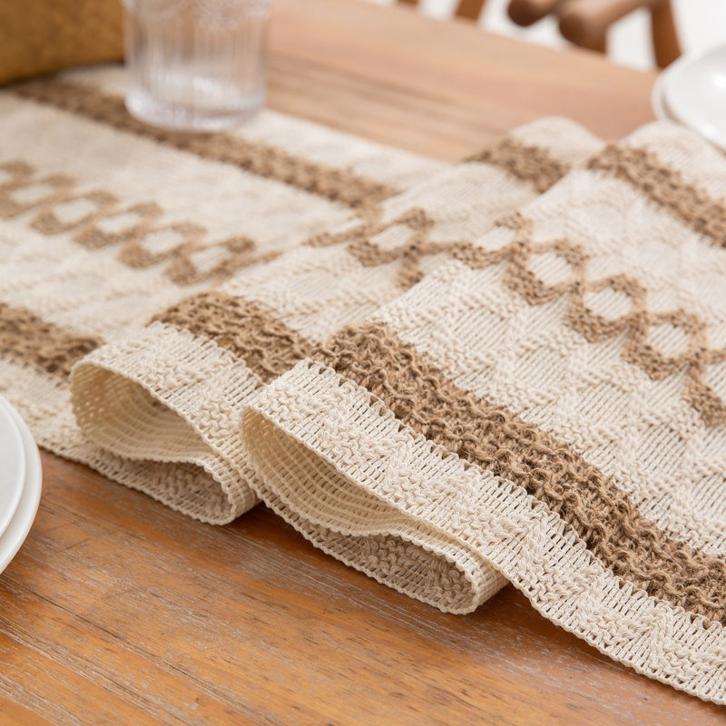 Farmhouse Rustic Table Runner With Tassels, 12" x 78"