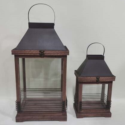 10.5'' H Tabletop Lantern, Brown