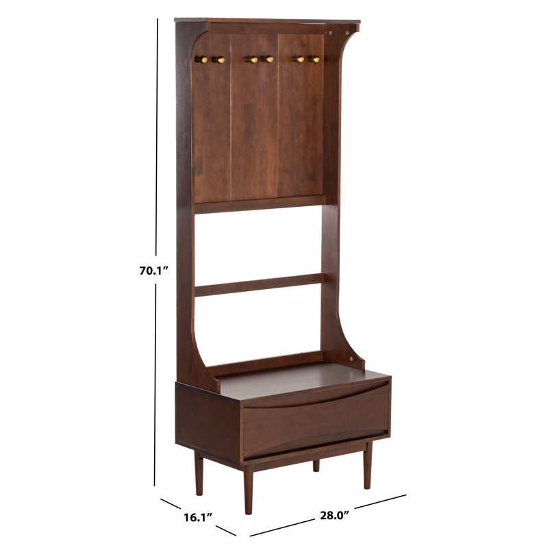 Priseis Wood 1 Drawer Hall Tree