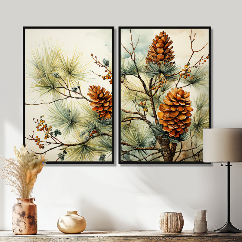 Pine Tree Pine Beauty II - Green, reproduction d'art sur toile, H 36 po x l 48 po, Impression encadrée flottante, Noir