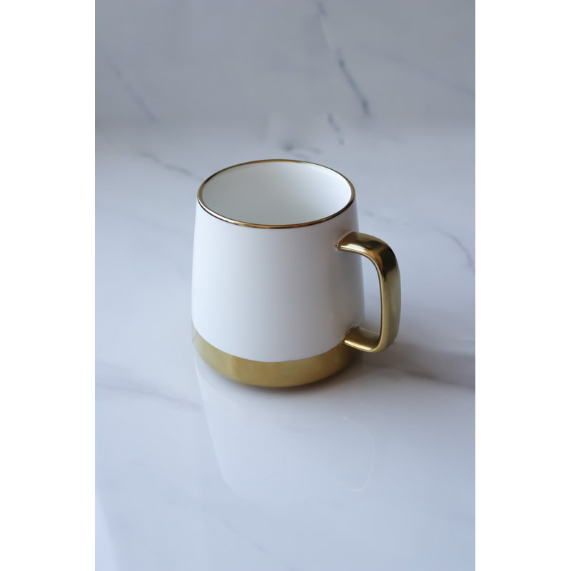Tasse à café - 15 oz, Blanc ; doré