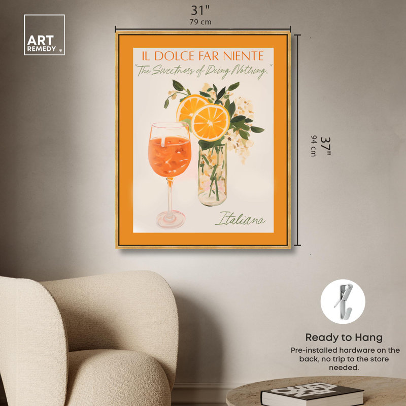 «Dolce far Niente», plage, art côtier par Art Remedy, Cadre flottant doré, H 37 po x l 31 po x P 1,8 po