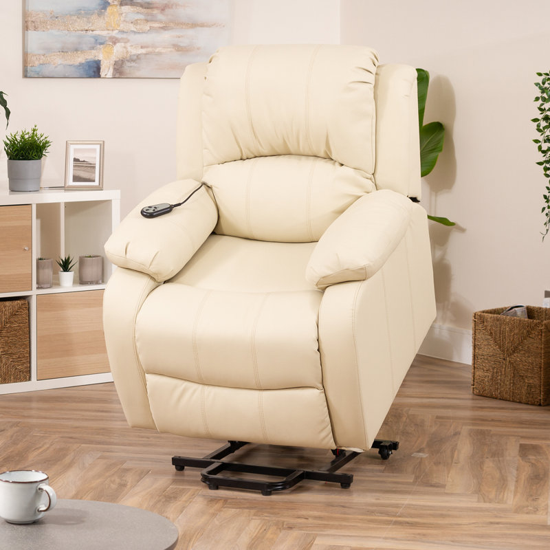 Patchway Faux Leather Heated Massage Chair, Cream