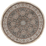 Hand Knotted Wool Area Rug in Green And Cream