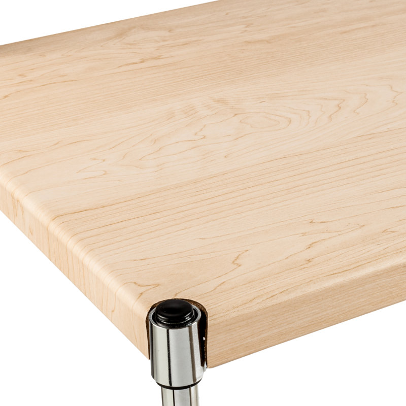 Chrome 3-Shelf Microwave Bakers Rack with Maple Cutting Board