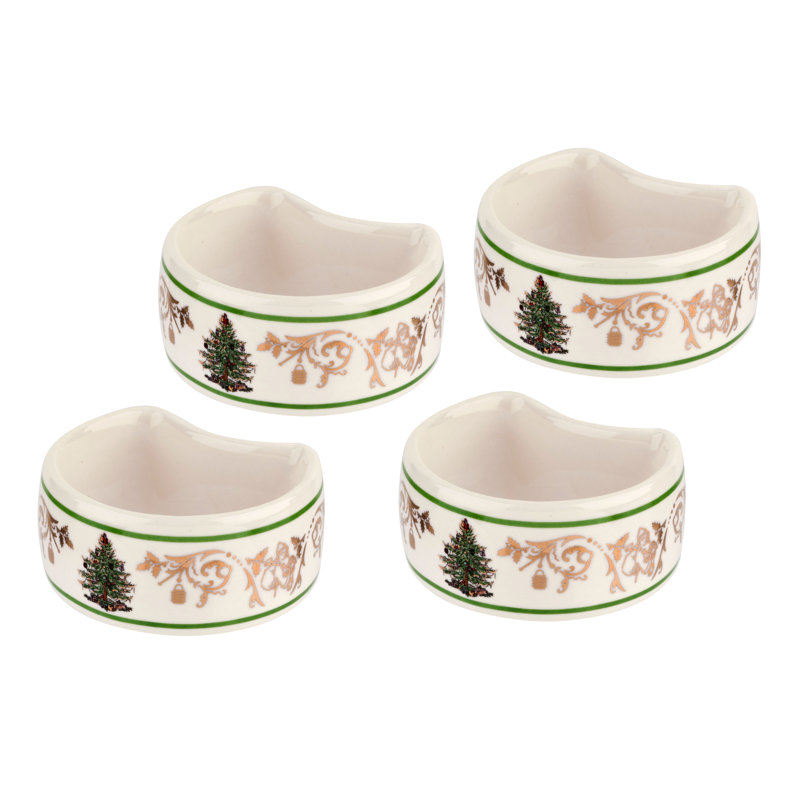 Spode Christmas Tree Gold Napkin Rings 2.75"