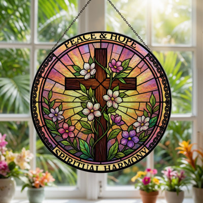 Peace Hope Stained Glass Window Panel