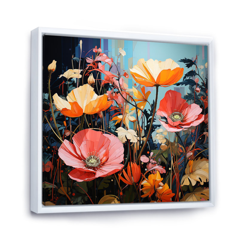 Wild Plants Burst With Fierce Harmony - Décoration murale plantes, Cadre flottant blanc, 16" H x 16" W