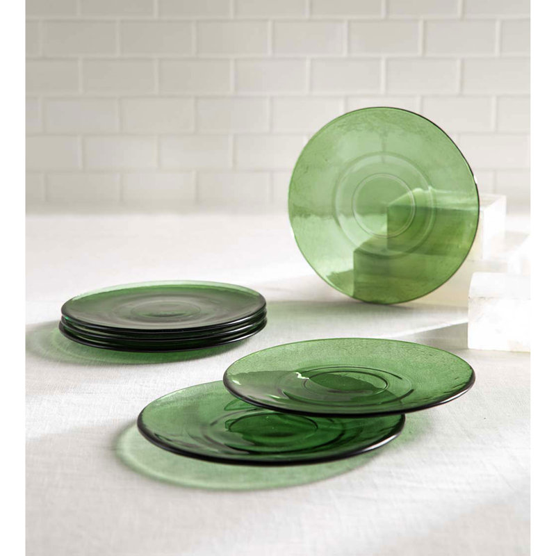 Assiettes à salade en verre recyclé, ensemble de 6, Bleu
