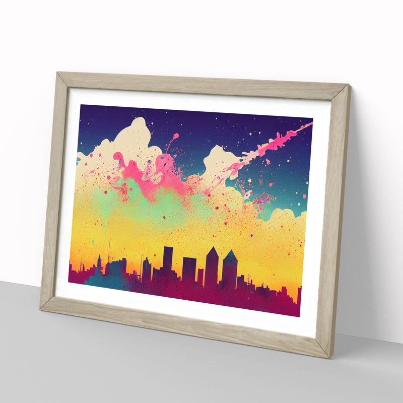 Skyscraper Skyline Splash Vol.4 Abstract - Single Picture Frame Print, Oak Framed, 25cm H x 34cm W x 2cm D