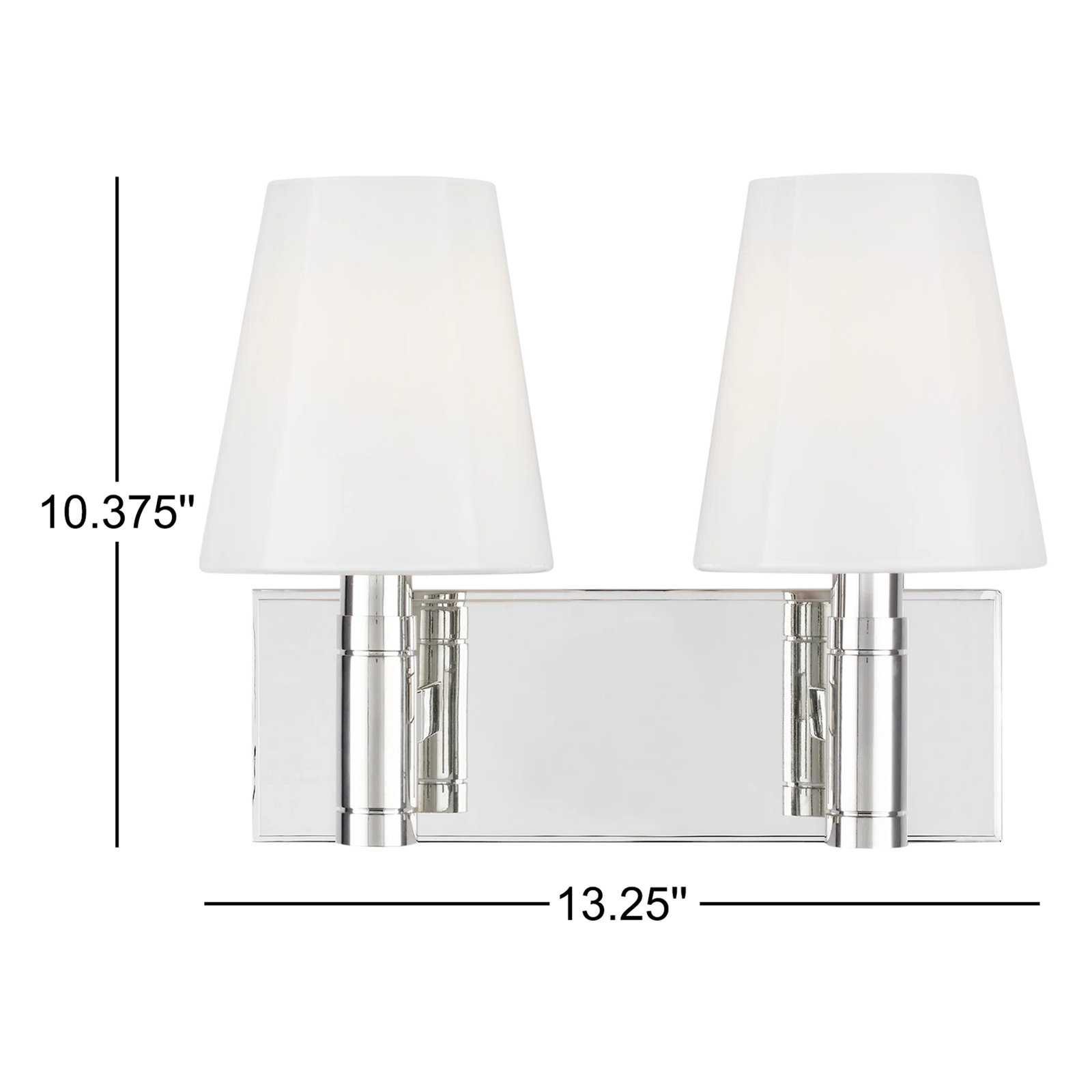 2 Light Frosted Dimmable Vanity Light, Polished Nickel