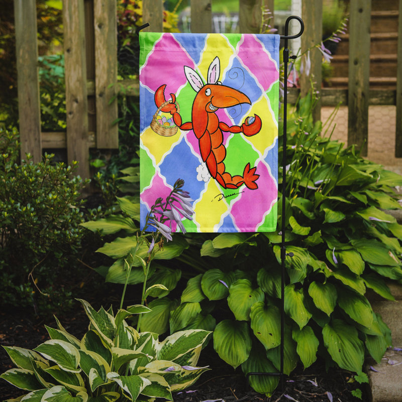 Drapeau de jardin à 2 côtés crawfish pâques lapin