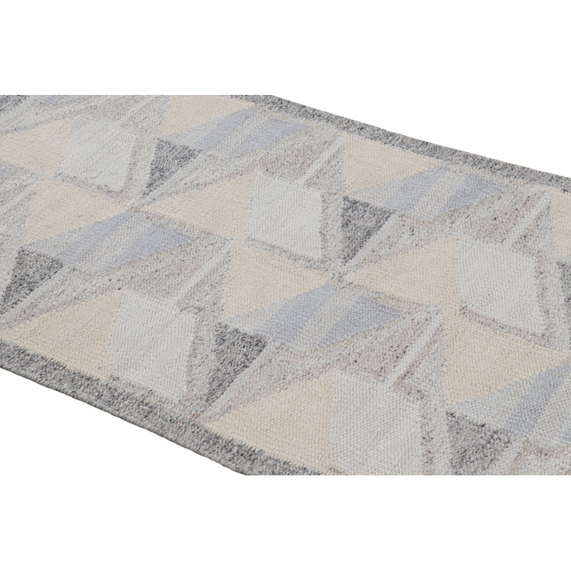 Rug & Kilim’S Scandinavian Style Outdoor Rug With Blue & Gray Geometric Pattern, Rectangle 3'1" x 5'11"