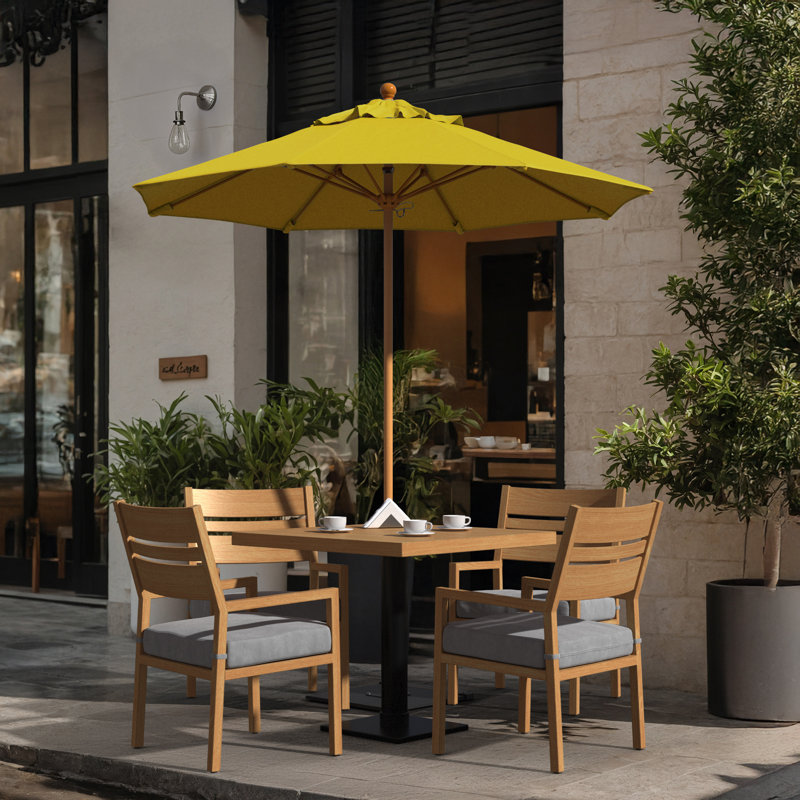 Parasol en bois de teck 7,5 pi, Jaune tournesol