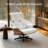Leather Lounge Chair with Ottoman, Solid Wood Frame and Heavy-Duty Aluminum Alloy Base-1702219450