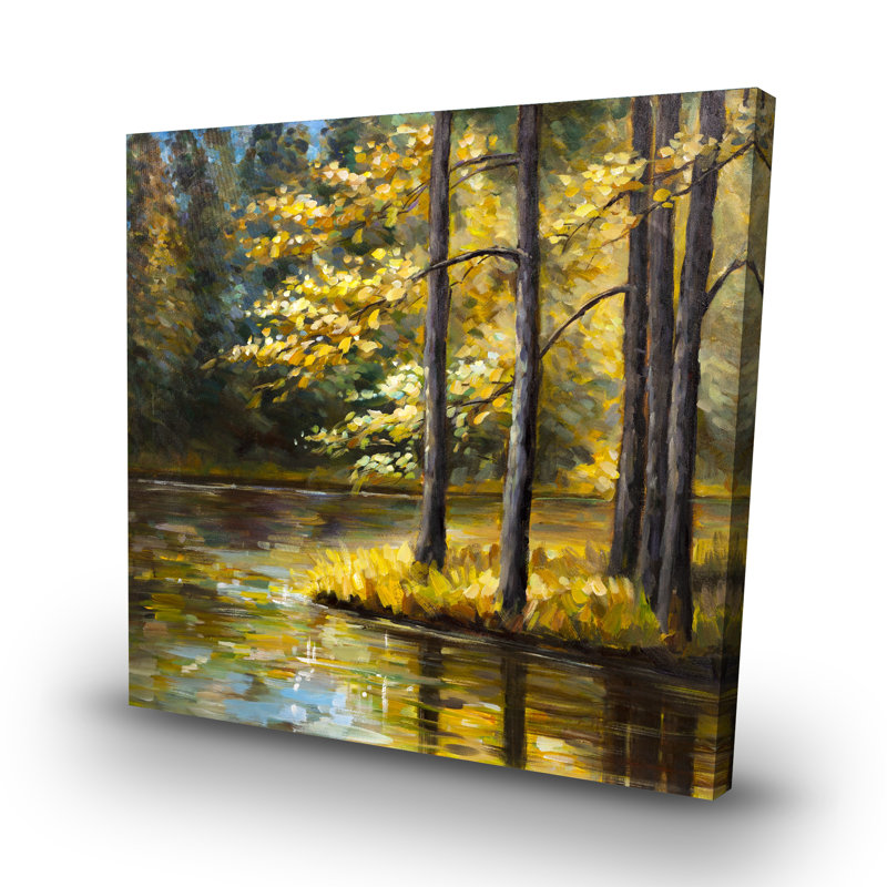 Fall landscape by the water - 32"x32" art on canvas