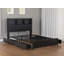 Ensemble de chambre avec grand lit en métal 3 pièces avec tête de lit tapissier, station de charge, lumières DEL, tête de lit haute et 4 tiroirs, capacité de poids de 1200 lb-744855527