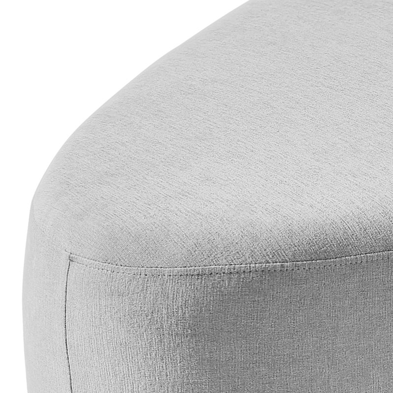 Caras Upholstered Light Gray Triangular Compression Ottoman No Assembly Required, Light Gray