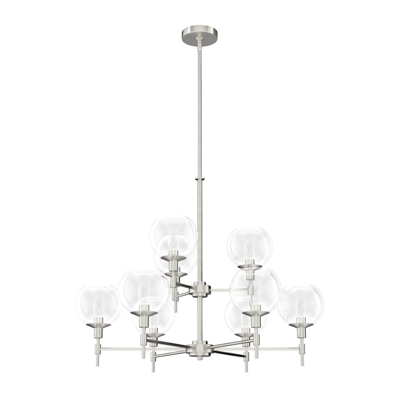 Hunter Xidane With Clear Glass 9 Light 2 Tier Chandelier Ceiling Light Fixture