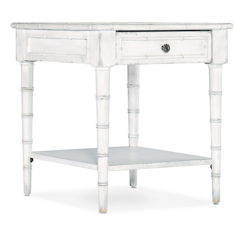 White Heron Rustic Rectangular End Table with Storage