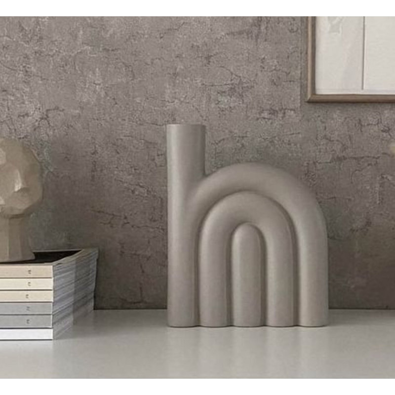 Vase de table en céramique, H 9,84 po x l 7,87 po x P 1,75 po, Taupe