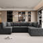 117,3 po en forme de U gris avec fonction escamotable et coussins de soutien lombaires amovibles. Lit surdimensionné spacieux et confortable avec deux coussins, gris. Siège spacieux, mousse, housse en chenille-1565419501