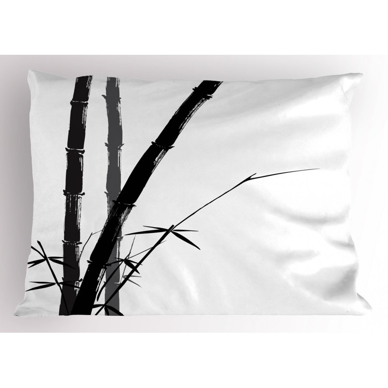 King Size Black and White Bamboo Polyester Pillow Sham