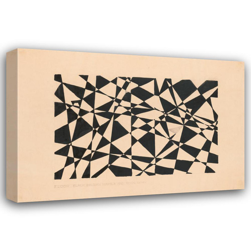 «[Design for Unidentified Floor, marbre belge noir et gris royal.] [Dessin avec motif abstrait» par Winold Reiss - Art mural sur toile tendue avec châssis