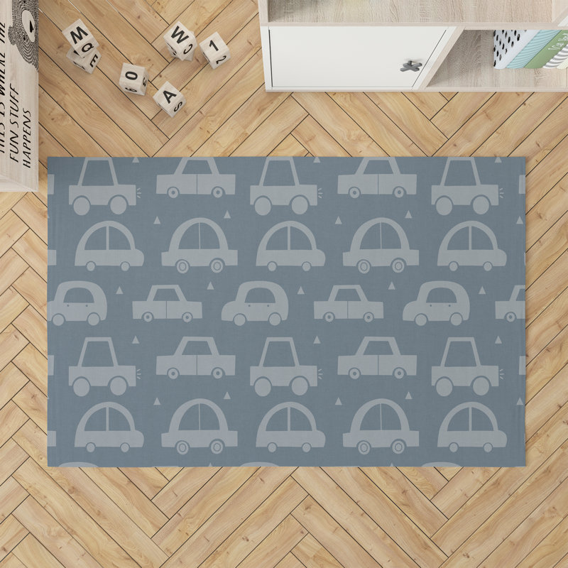Driveway Colorized Kids Play Mat, Rectangle 5' x 7', Blue