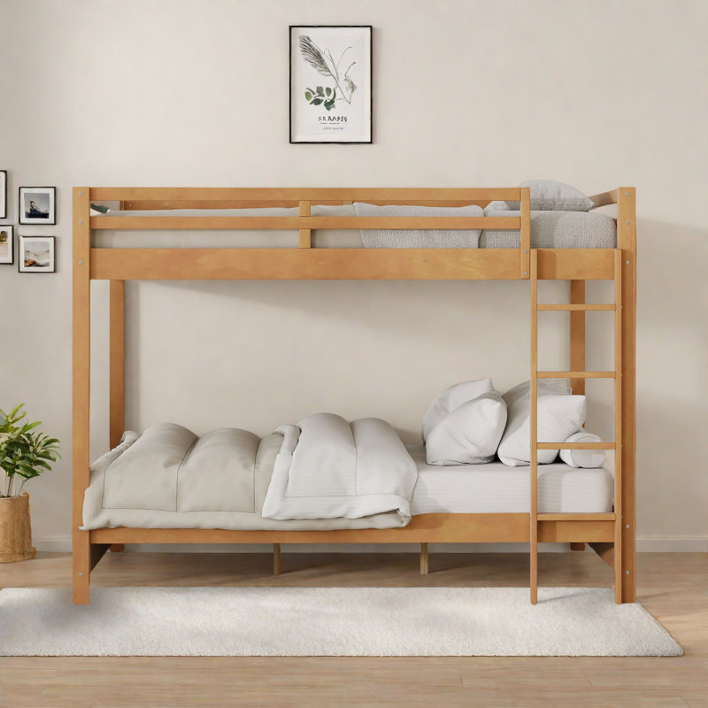 Lit superposé en bois grand avec échelle, Bois