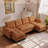 Deandre 104.7" Chenille Sofa with Symmetric U-shaped Design, Convertible Pull-Out Bed, USB/Type-C Charging Ports, Detachable Armrests & Thick Cushions for Living Room Leisure & Versatile Home Use-120607524