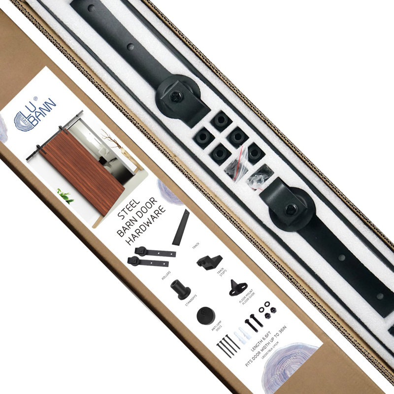 Black Steel Sliding Barn Door Hardware Kit