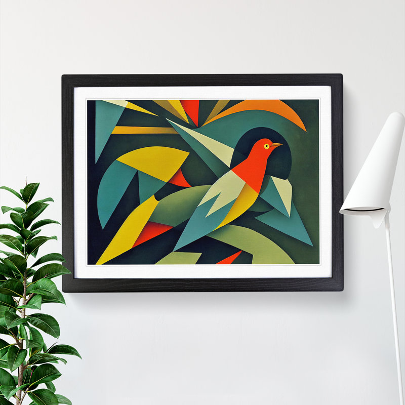 Dove Bird In Abstract Vol.2 - Single Picture Frame Print, Black Framed, 34cm H x 46cm W x 2cm D