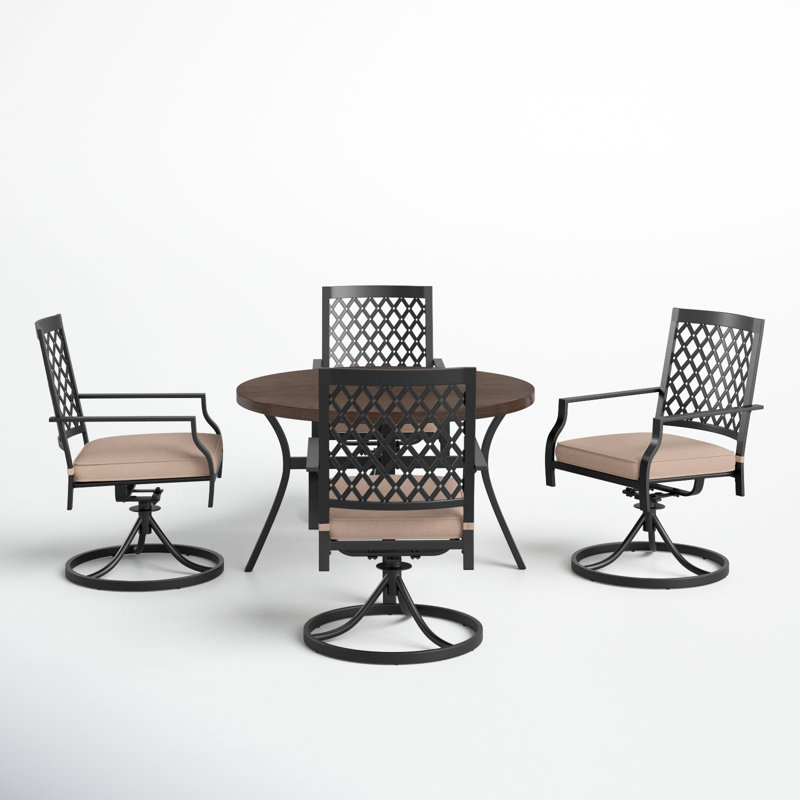 Leonard 4 - Person Patio Dining Set with Round Table , Cushions Included